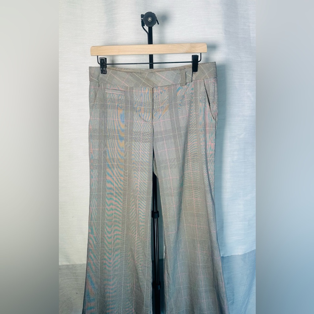TRINA TURK wide legged pants.  Very cute black/white/pink plaid print